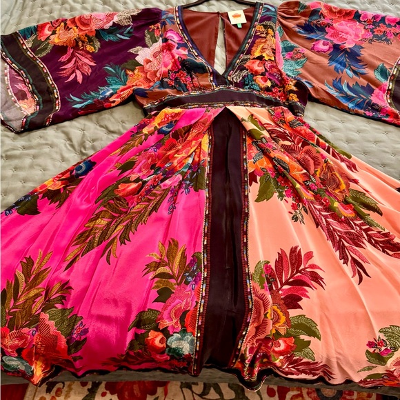 FARM Rio Flower Scarves Midi Dress Size Large - Picture 7 of 13